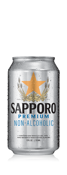 Sapporo Non-alcoholic premium beer is available in 12oz cans