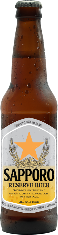 Sapporo Reserve Beer is available in 12oz bottles